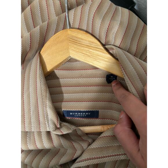 Vintage Burberry London Classic Stripe Print Made in USA Long Sleeve Shirt Sz M - Picture 5 of 5